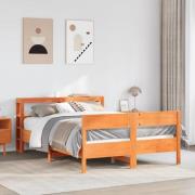 vidaXL Sängram utan madrass vaxbrun 150x200 cm massiv furu