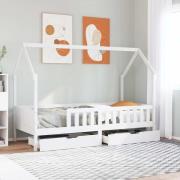 vidaXL Sängram med lådor för barn 90x190 cm massiv furu