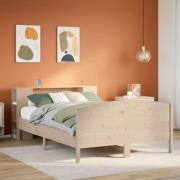 vidaXL Säng med bokhylla utan madrass 150x200cm massiv furu