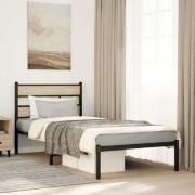 vidaXL Sängram utan madrass metall sonoma-ek 75x190 cm