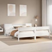vidaXL Säng med bokhylla utan madrass vit 200x200cm massiv furu