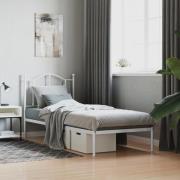 vidaXL Sängram med huvudgavel metall vit 90x200 cm