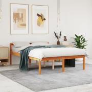 vidaXL Sängram vaxad brun 135x190 cm massiv furu