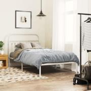 vidaXL Sängram med huvudgavel metall vit 100x190 cm