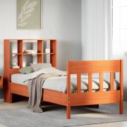 vidaXL Sängram utan madrass vaxbrun 100x200 cm massiv furu