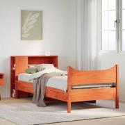 vidaXL Sängram utan madrass vaxad brun 90x200 cm massiv furu