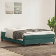 vidaXL Ramsäng med madrass mörkgrönt 140x210 cm sammet