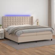 vidaXL Ramsäng med bäddmadrass & LED cappuccino 200x200 cm konstläder