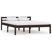 vidaXL Sängram utan madrass mörkbrun massiv furu 120x200 cm