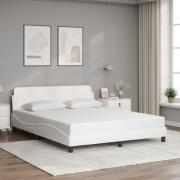 vidaXL Sängram med huvudgavel vit 160x200 cm konstläder