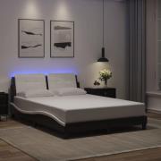 vidaXL Sängram med LED-belysning svart och vit 120x200 cm konstläder
