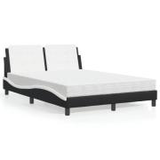 vidaXL Bed with Mattress "Zadar" Black and White 140x200 cm Faux Leath...