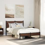 vidaXL Sängram utan madrass metall brun ek 120x190 cm