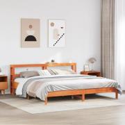vidaXL Sängram utan madrass vaxbrun 180x200 cm massiv furu
