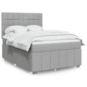 vidaXL Ramsäng med madrass ljusgrå 140x190 cm tyg