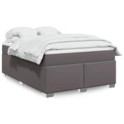 vidaXL Ramsäng med bäddmadrass grå 140x190 cm konstläder