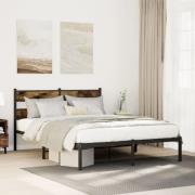 vidaXL Sängram utan madrass metall rökfärgad ek 150x200 cm