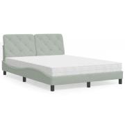 vidaXL Bed with Mattress Light Grey 140x190 cm Velvet