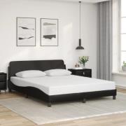 vidaXL Sängram med huvudgavel svart 160x200 cm konstläder