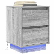 vidaXL Sängbord med LED-lampor grå sonoma 38x34x50 cm