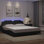vidaXL Sängram med LEDs utan madrass svart 180x200 cm