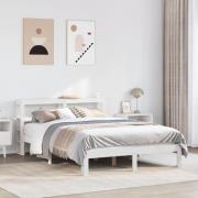 vidaXL Sängram med huvudgavel vit 120x190 cm massiv furu
