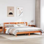 vidaXL Sängram utan madrass vaxbrun 180x200 cm massiv furu