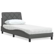 vidaXL Bed with Mattress Dark Grey 90x190 cm Fabric