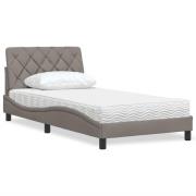 vidaXL Bed with Mattress Taupe 100x200 cm Fabric