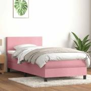 vidaXL Ramsäng med madrass rosa 80x210 cm sammet
