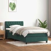vidaXL Ramsäng med madrass mörkgrön 100x210 cm sammet