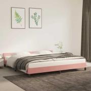 vidaXL Sängram med huvudgavel utan madrass rosa 200x200 cm sammet