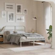 vidaXL Sängram med huvudgavel metall vit 140x190 cm