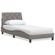 vidaXL Säng med madrass taupe 90x190 cm tyg