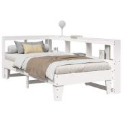 vidaXL Säng med bokhylla utan madrass vit 75x190cm massiv furu