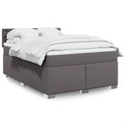 vidaXL Ramsäng med bäddmadrass grå 140x190 cm konstläder