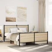 vidaXL Sängram utan madrass metall sonoma-ek 137x190 cm