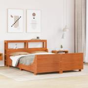 vidaXL Sängram utan madrass vaxbrun 140x190 cm massiv furu
