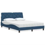 vidaXL Bed with Mattress Blue 140x190 cm Fabric