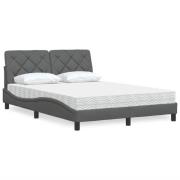 vidaXL Bed with Mattress Dark Grey 140x200 cm Fabric