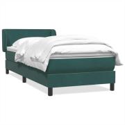 vidaXL Ramsäng med madrass mörkgrön 90x210 cm sammet