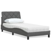 vidaXL Bed with Mattress Dark Grey 80x200 cm Fabric