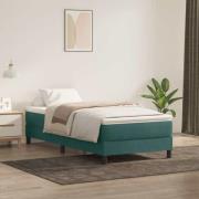 vidaXL Ramsäng med madrass mörkgrön 90x220 cm sammet