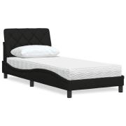 vidaXL Säng med madrass svart 80x200 cm tyg