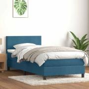 vidaXL Resårsäng med madrass mörkblå 90x220 cm sammet