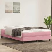 vidaXL Ramsäng med madrass rosa 140x220 cm sammet