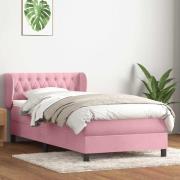 vidaXL Ramsäng med madrass rosa 100x220 cm sammet