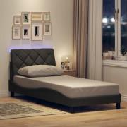 vidaXL Bed Frame with LED without Mattress Dark Grey 90x190 cm Fabric