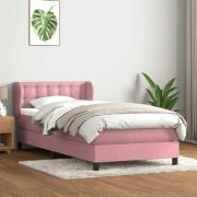 vidaXL Ramsäng med madrass rosa 80x220 cm sammet