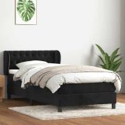 vidaXL Ramsäng med madrass svart 80x220 cm sammet